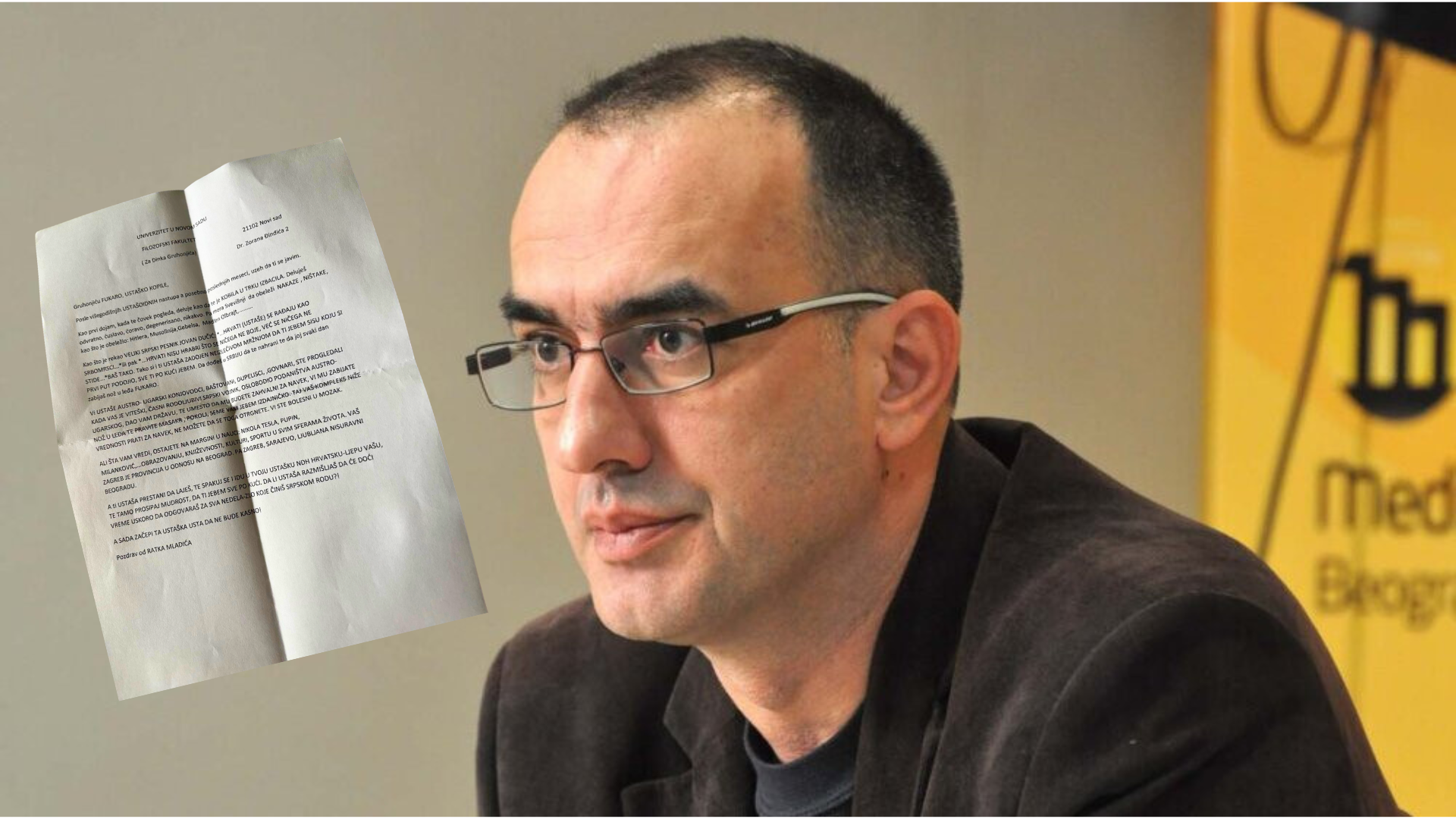 ANEM alarm: Dinko Gruhonjić received a threatening letter signed "Greetings from Ratko Mladić."