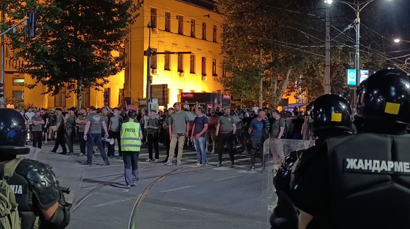 Injured representatives of Foneta and N1 during the police intervention following the protests in Belgrade.