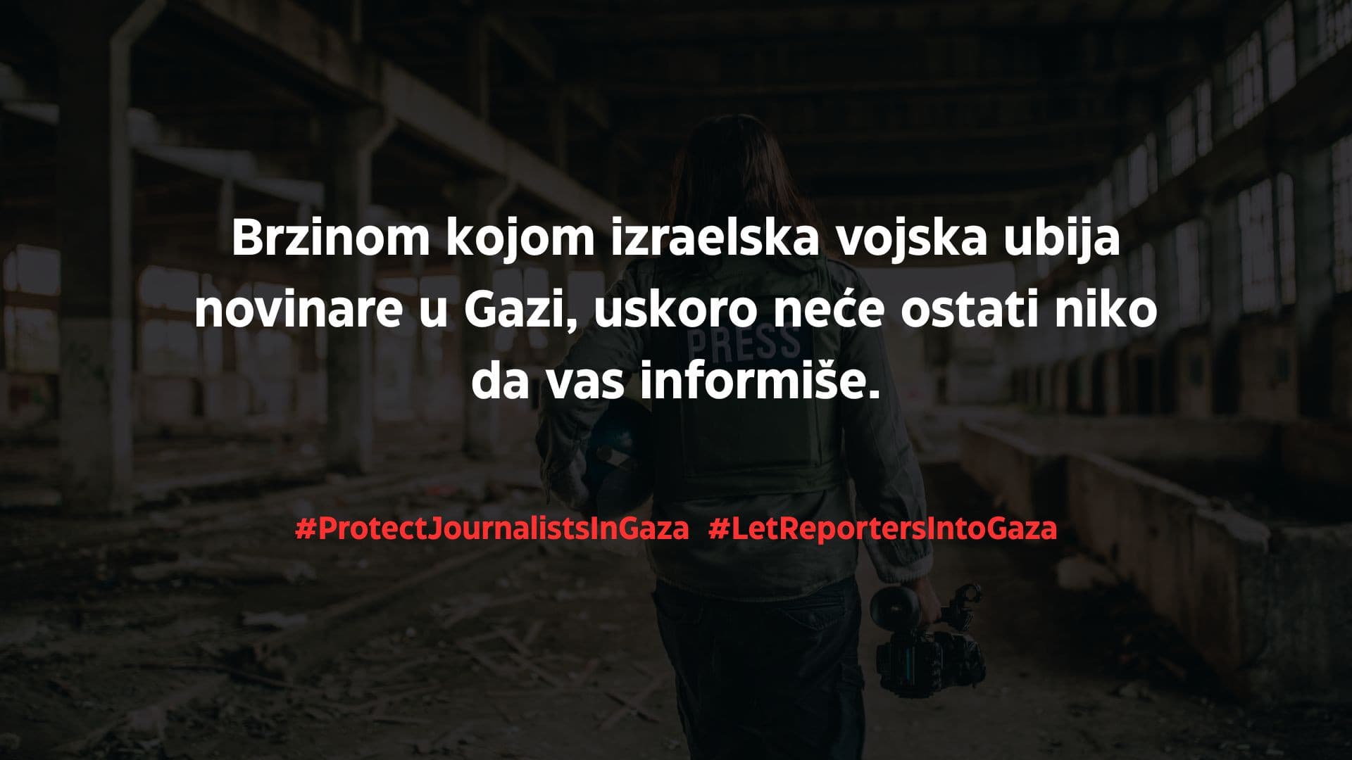 Međunarodna medijska akcija: „Brzinom kojom izraelska vojska ubija novinare u Gazi, uskoro neće ostati niko da vas informiše“